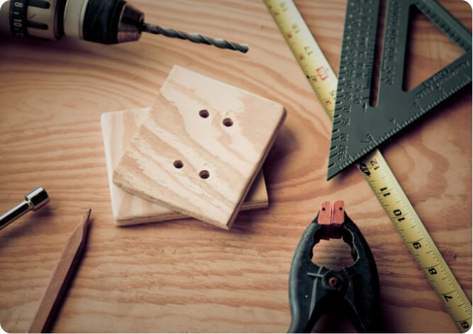 Timber construction tools for a workshop