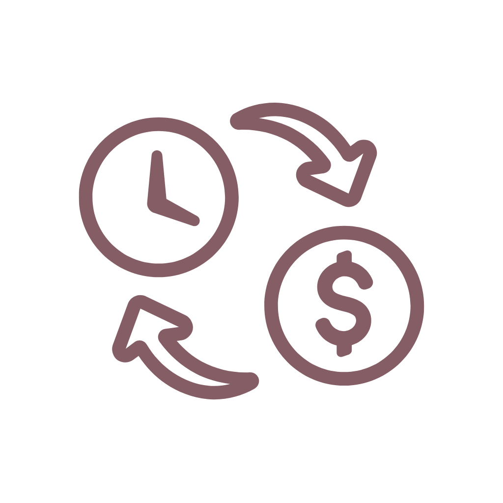 icon showing time converting into money for the rate card per user in Craeftig app