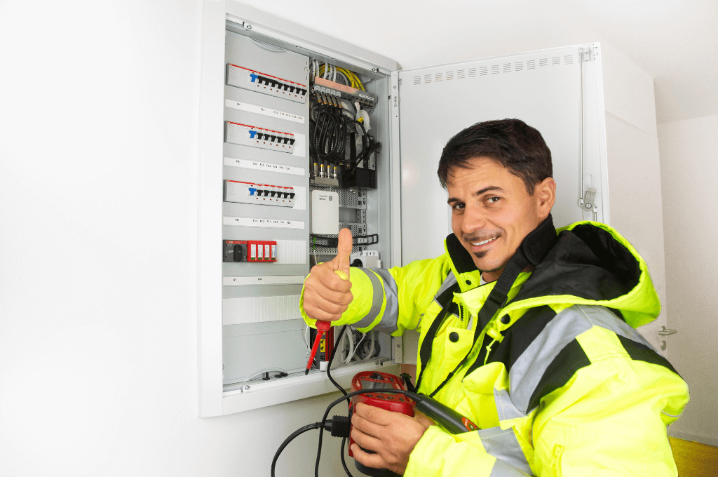 Electrician working on Consumer unit in a residential house