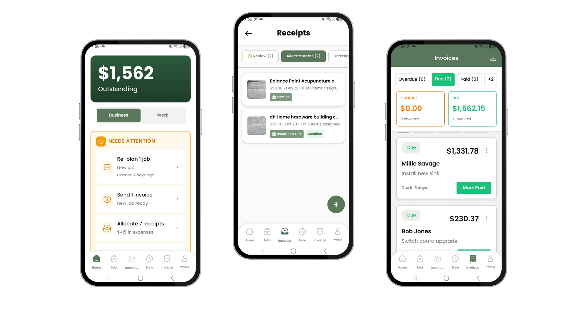 Plumbers and Electrician needs a simple and intuitive way to manage their jobs to invoices.