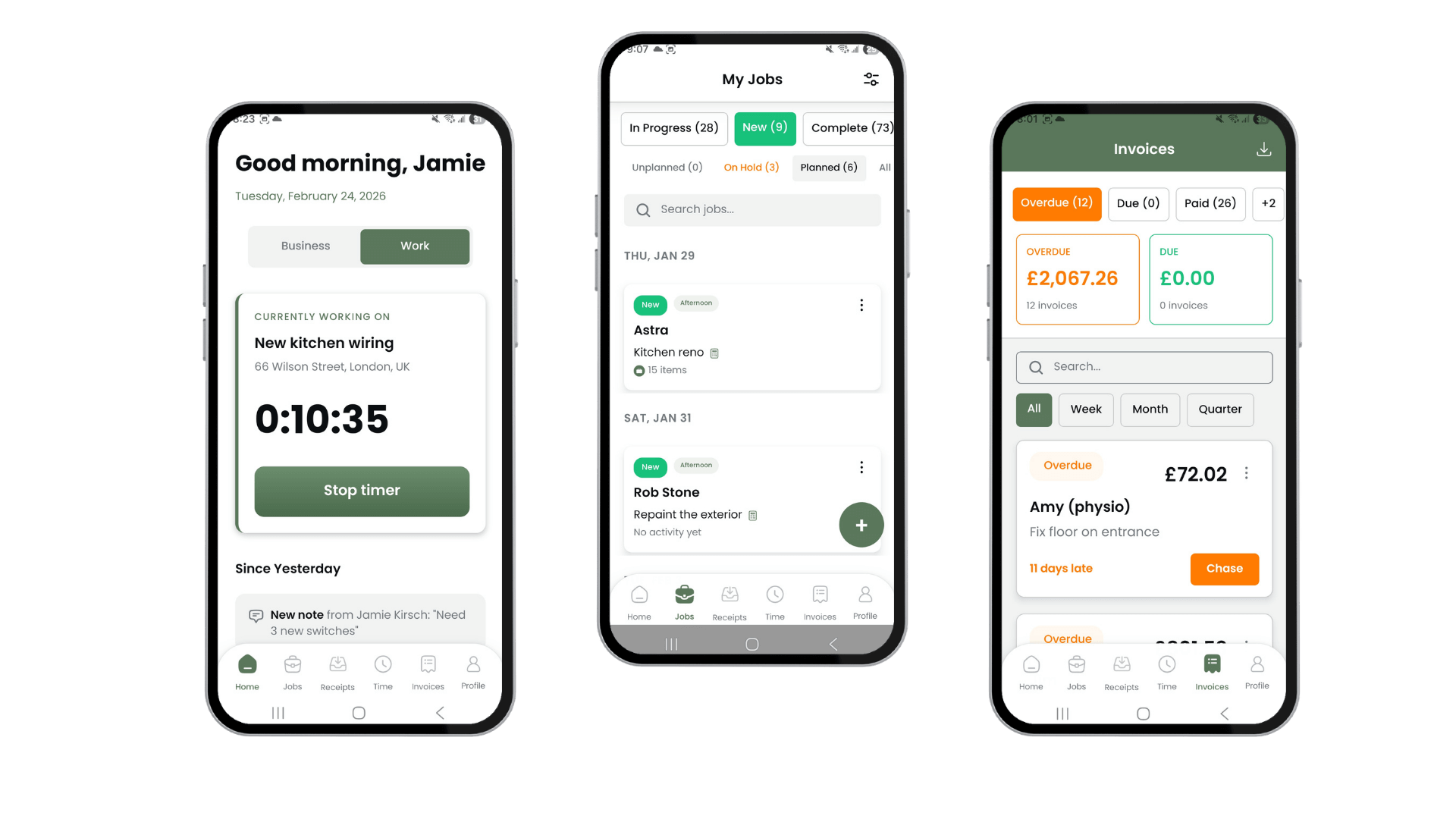 Mange Jobs, Time, Team and Invoice on the fly for Plumbers and Electricians